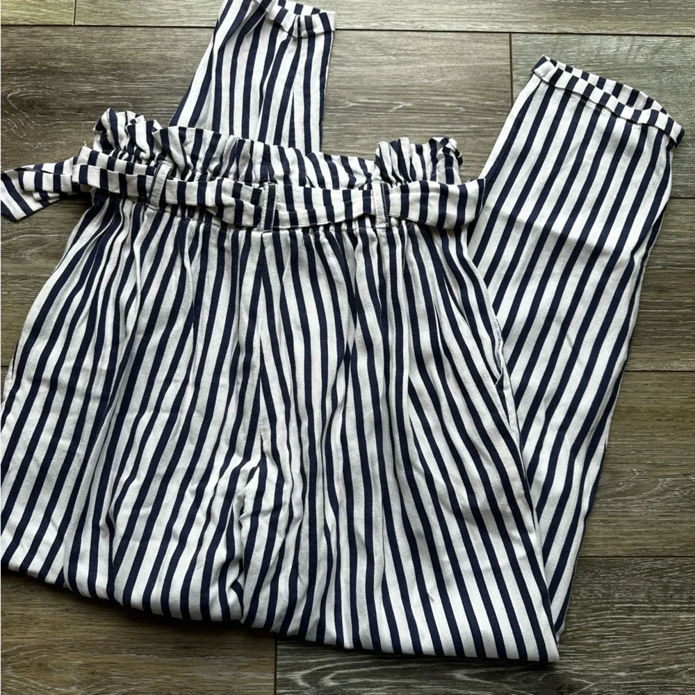Mayoral Girls High Waist Paper Boy Mayoral Navy Stripe‎ Pleated Pants Size 14